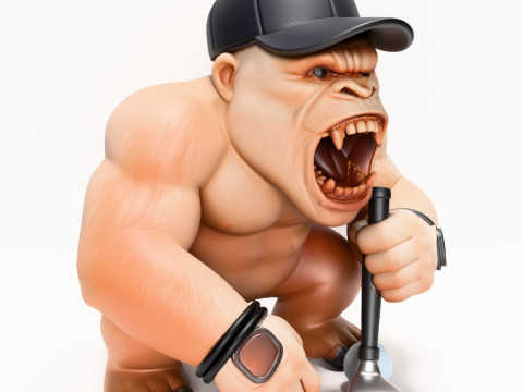 3D プリント ゴリラ シルバーバック ゴルフ スタチュー おもちゃ 3Dモデル