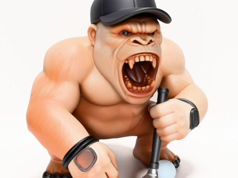 3D プリント ゴリラ シルバーバック ゴルフ スタチュー おもちゃ 3Dモデル