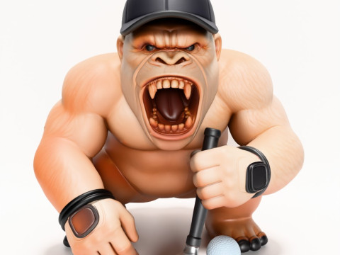 3D プリント ゴリラ シルバーバック ゴルフ スタチュー おもちゃ 3Dモデル