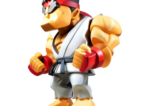 3D Printing Fight Pose Ryu Street Fighter Red Band Low Poly Style toy 3D मॉडल