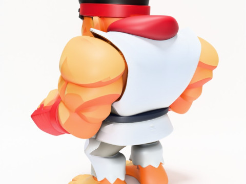 3D Printing Fight Pose Ryu Street Fighter Red Band Low Poly Style toy 3D Модель