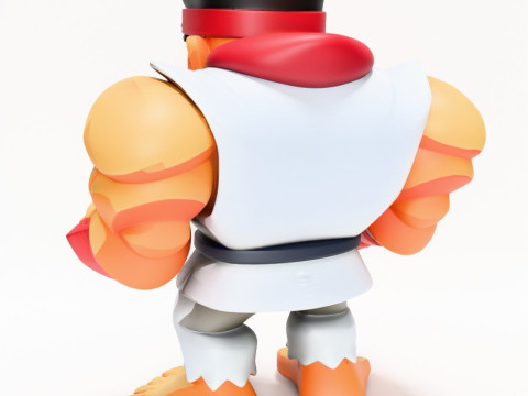 3D Printing Fight Pose Ryu Street Fighter Red Band Low Poly Style toy 3D Модель