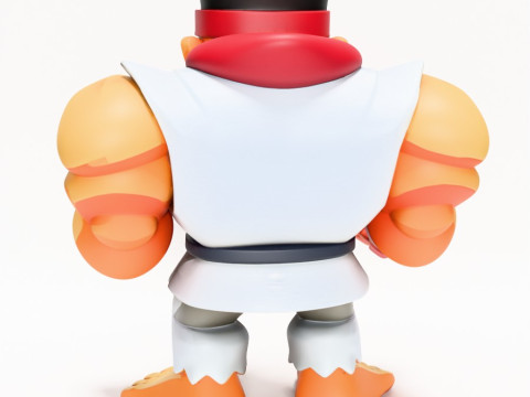 3D Printing Fight Pose Ryu Street Fighter Red Band Low Poly Style toy 3D Модель