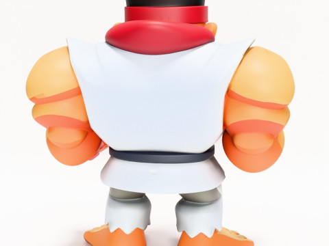 3D Printing Fight Pose Ryu Street Fighter Red Band Low Poly Style toy 3D Модель