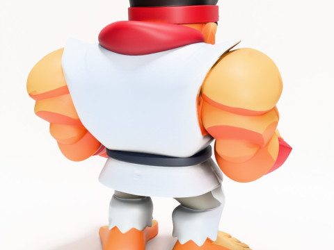 3D Printing Fight Pose Ryu Street Fighter Red Band Low Poly Style toy 3D Модель