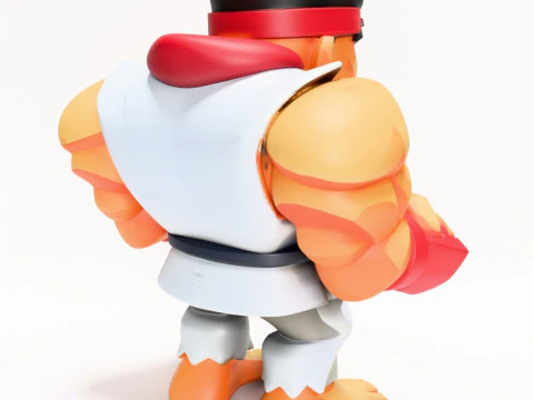 Impress&atilde;o 3D Fight Pose Ryu Street Fighter Red Band Low Poly Style Toy Modelo 3D