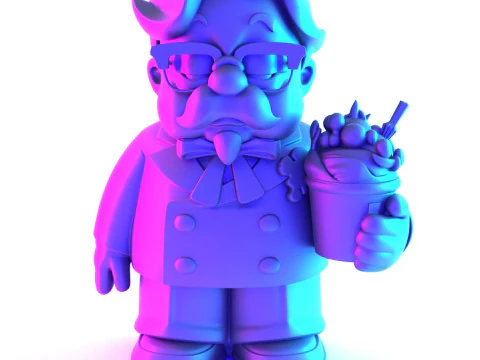 3D Printing Black Colonel Sanders The Chicken Father KFC toy 3D Model