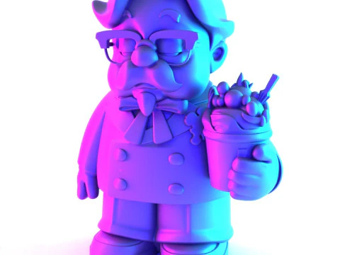 3D Printing Black Colonel Sanders The Chicken Father KFC toy 3D Model