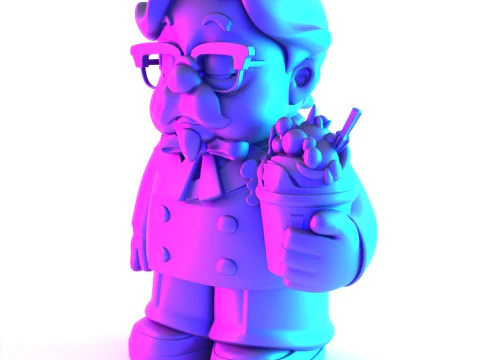 3D Printing Black Colonel Sanders The Chicken Father KFC toy 3D Model