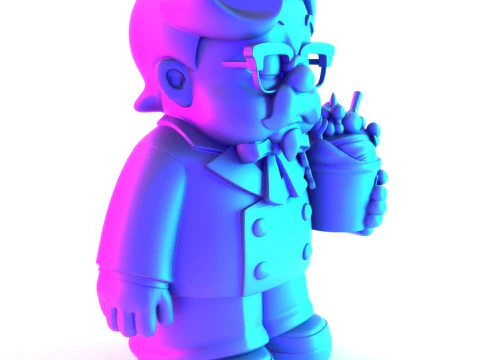 3D Printing Black Colonel Sanders The Chicken Father KFC toy 3D Model