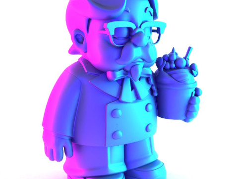 3D Printing Black Colonel Sanders The Chicken Father KFC toy 3D Модель