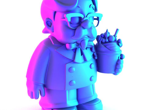 3D Printing Black Colonel Sanders The Chicken Father KFC toy 3D Model