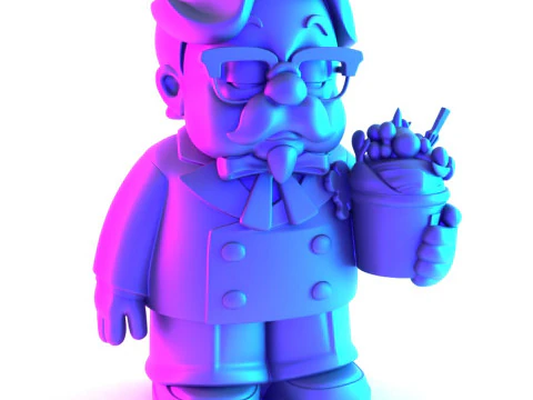 3D Printing Black Colonel Sanders The Chicken Father KFC toy 3D Model