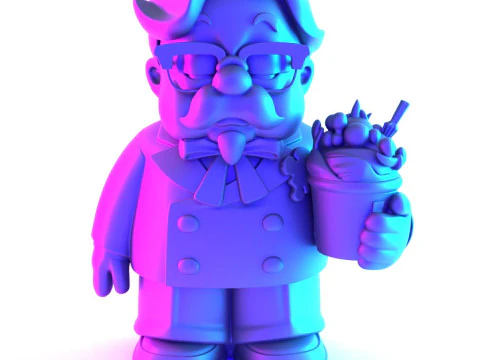 3D Printing Black Colonel Sanders The Chicken Father KFC toy 3D Model