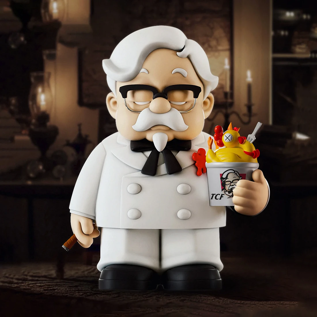 3D Printing White Colonel Sanders The Chicken Father KFC toy 3D Model .c4d .max .obj .3ds .fbx .stl .blend 