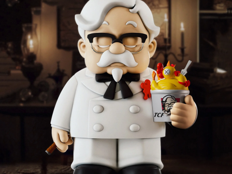 3D Printing White Colonel Sanders The Chicken Father KFC toy 3D Model