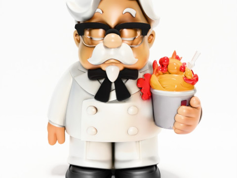 3D Printing White Colonel Sanders The Chicken Father KFC toy Modelo 3D