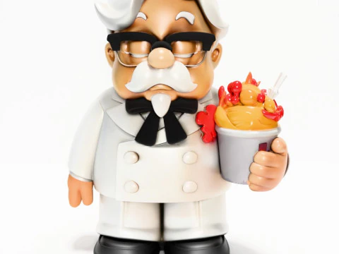 3D Printing White Colonel Sanders The Chicken Father KFC toy 3D Model