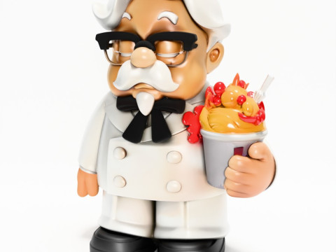 3D Printing White Colonel Sanders The Chicken Father KFC toy Modelo 3D