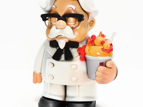 3D Printing White Colonel Sanders The Chicken Father KFC toy 3D Model