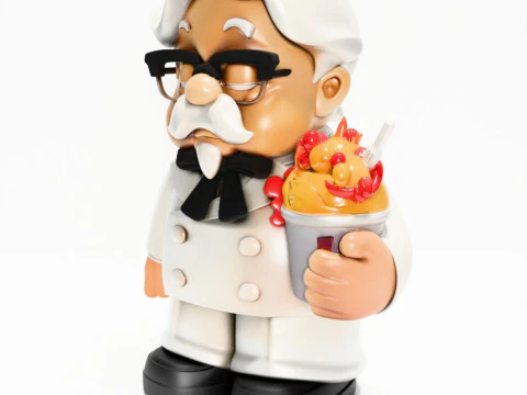3D Printing White Colonel Sanders The Chicken Father KFC toy 3D Model
