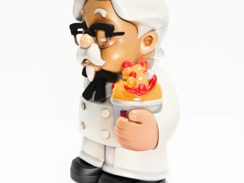 3D Printing White Colonel Sanders The Chicken Father KFC toy 3D Model
