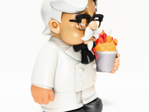 3D Printing White Colonel Sanders The Chicken Father KFC toy Modelo 3D