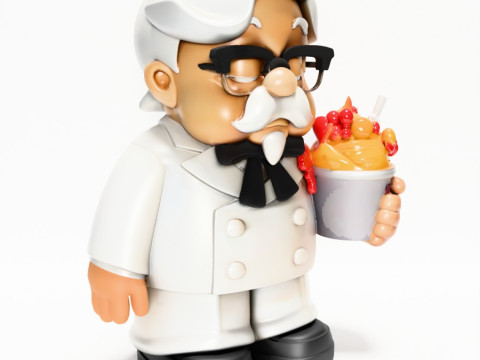 3D Printing White Colonel Sanders The Chicken Father KFC toy Modelo 3D