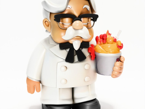 3D Printing White Colonel Sanders The Chicken Father KFC toy Modelo 3D