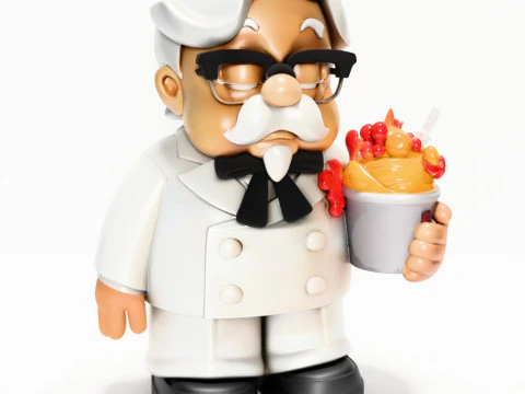 3D Printing White Colonel Sanders The Chicken Father KFC toy 3D Model