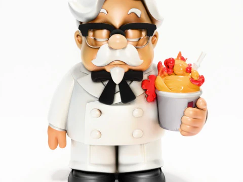 3D Printing White Colonel Sanders The Chicken Father KFC toy 3D Model