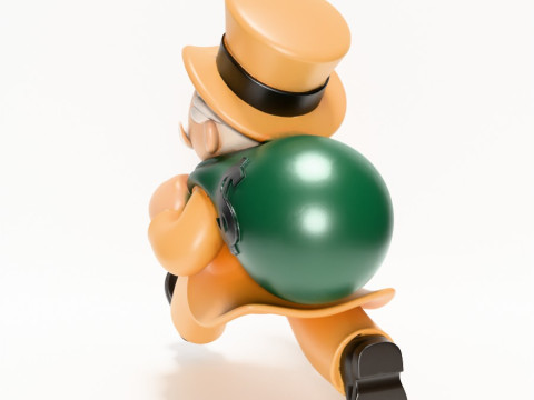 3D Baskı Bay Tekel Zengin Amca Altına Hücum Nakit Çanta oyuncağı 3D Model