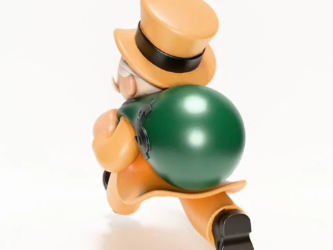3D Printing Mr Monopoly Rich Uncle Gold Rush Run Cash Bag toy 3D Model