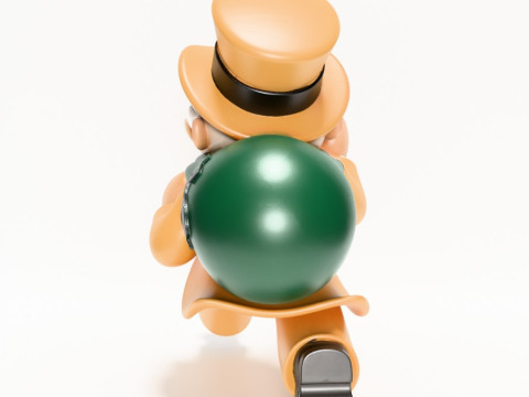 3D Baskı Bay Tekel Zengin Amca Altına Hücum Nakit Çanta oyuncağı 3D Model