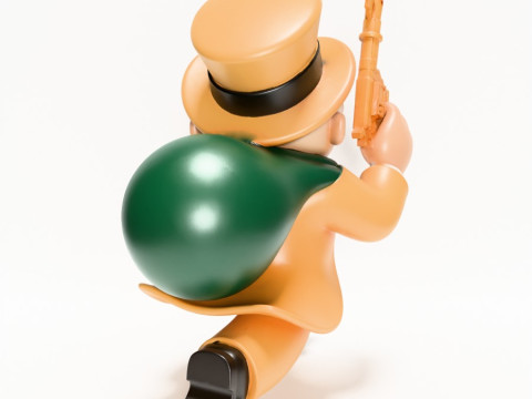 3D Baskı Bay Tekel Zengin Amca Altına Hücum Nakit Çanta oyuncağı 3D Model