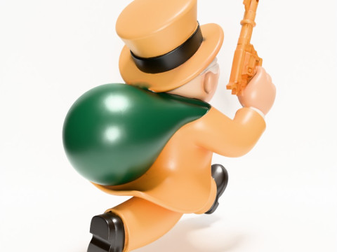 3D Baskı Bay Tekel Zengin Amca Altına Hücum Nakit Çanta oyuncağı 3D Model