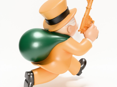 3D Baskı Bay Tekel Zengin Amca Altına Hücum Nakit Çanta oyuncağı 3D Model