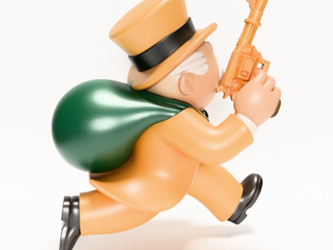 3D Baskı Bay Tekel Zengin Amca Altına Hücum Nakit Çanta oyuncağı 3D Model