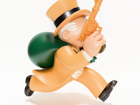 3D Baskı Bay Tekel Zengin Amca Altına Hücum Nakit Çanta oyuncağı 3D Model