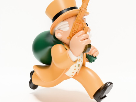 3D Baskı Bay Tekel Zengin Amca Altına Hücum Nakit Çanta oyuncağı 3D Model