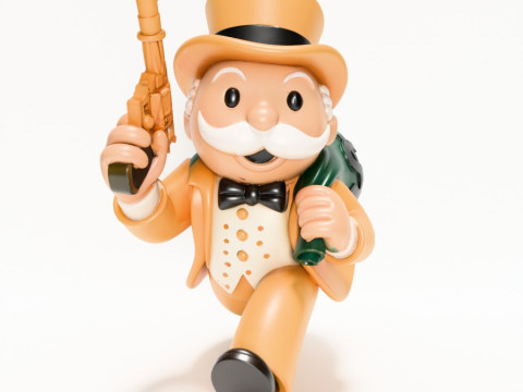 3D Baskı Bay Tekel Zengin Amca Altına Hücum Nakit Çanta oyuncağı 3D Model