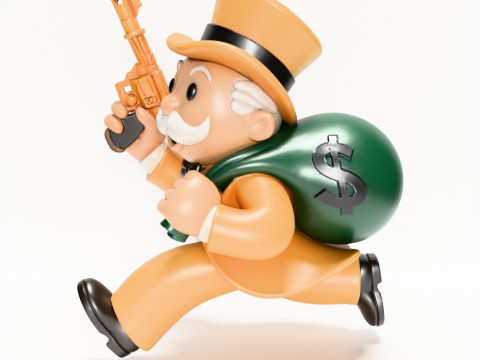 3D Baskı Bay Tekel Zengin Amca Altına Hücum Nakit Çanta oyuncağı 3D Model