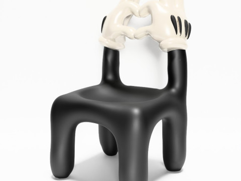 3D-Druck Cartoon Mickey Handschuh Stuhl Herz Hände Requisiten Second Life Spielzeug 3D Modell