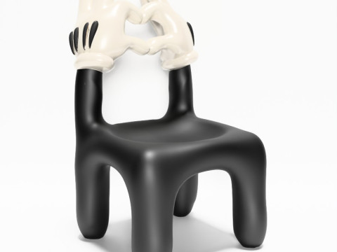 3D-Druck Cartoon Mickey Handschuh Stuhl Herz Hände Requisiten Second Life Spielzeug 3D Modell