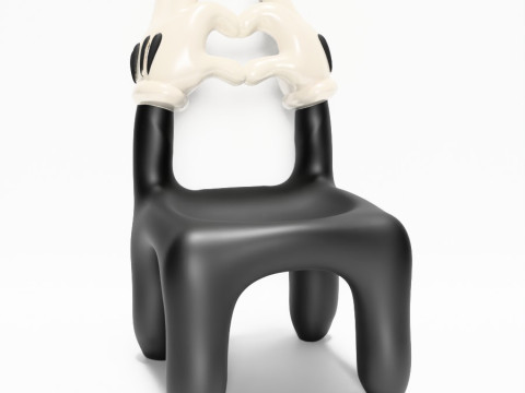 3D-Druck Cartoon Mickey Handschuh Stuhl Herz Hände Requisiten Second Life Spielzeug 3D Modell