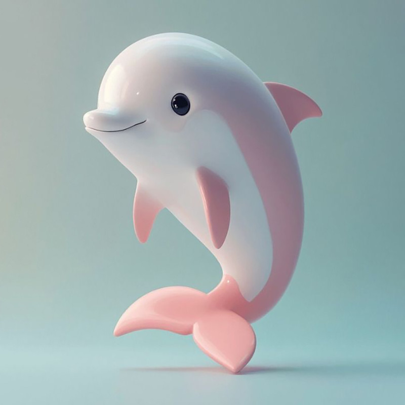 3D 인쇄 핑크 돌고래 치비 카와이 귀여운 장난감 3D 모델 .c4d .max .obj .3ds .fbx .stl .blend