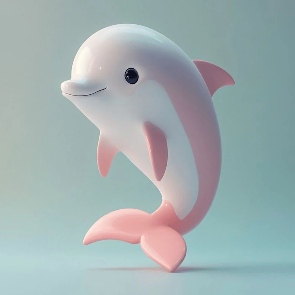3D Printing Pink Dolphin Chibi Kawaii Cute toy 3D Model .c4d .max .obj .3ds .fbx .stl .blend 