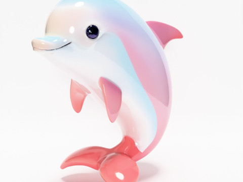 Stampa 3D Delfino rosa Chibi Kawaii Giocattolo carino Modello 3D