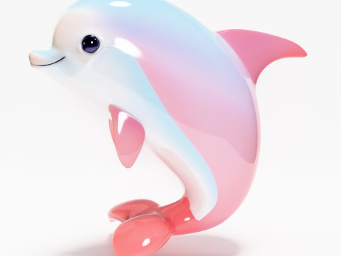 Stampa 3D Delfino rosa Chibi Kawaii Giocattolo carino Modello 3D