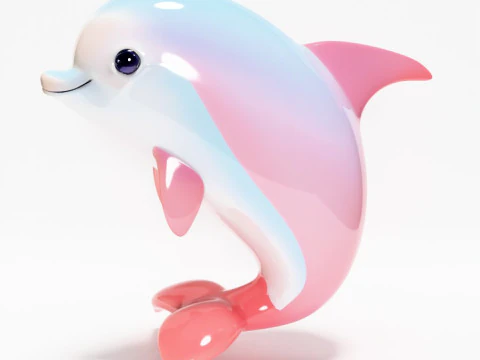 3D Printing Pink Dolphin Chibi Kawaii Cute toy 3D Model